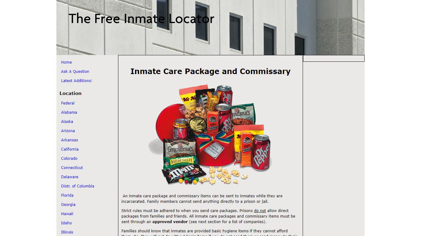 Inmate Care Package and Commissary - The Free Inmate Locator